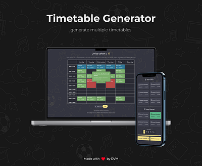Timetable Generator Design college project dark mode product design reactjs saas ui ux web app