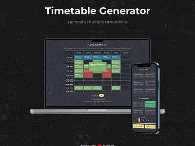 Timetable Generator Design college project dark mode product design reactjs saas ui ux web app