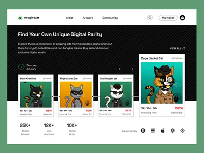 ImagineArt NFT Hero Section crypto nft ui ux design web3