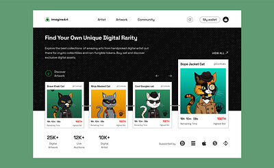 ImagineArt NFT Hero Section crypto nft ui ux design web3