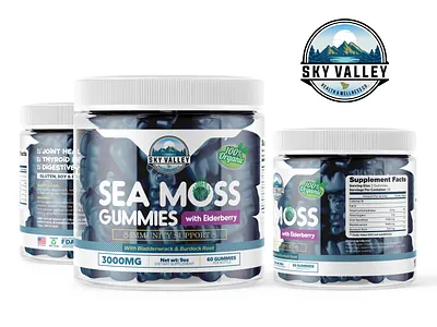 SEA MOSS GUMMIES JAR DESIGN branding design graphic design illustration label design logo vector