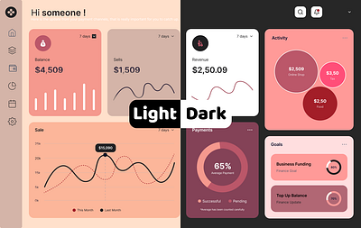 Finance Dashboard in dark and light mode dark light mode dashboard finance ui web