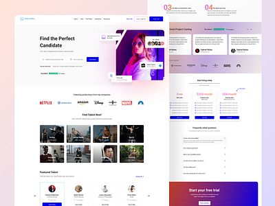 Entertainment industry marketplace website | Landing page b2b colorful desktop gradients job board landing ui web design website