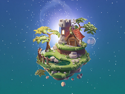 Sky Island Tutorial 3d blender diorama fantasy illustration island isometric process render sky tutorial