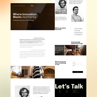 Landing page for a architectural brand ui website
