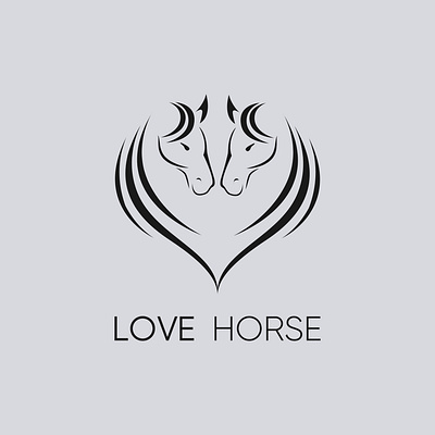 Simple Love Head Horse Illustration Symbol Modern Logo Vector. love symbol