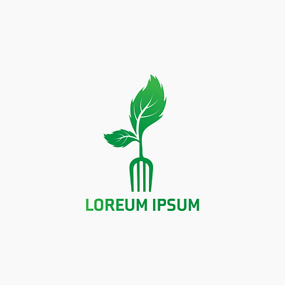 Green leaf natural healthy food fork spoon logo icon vector. veggie