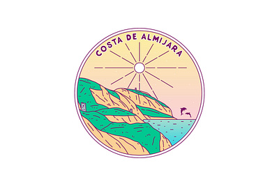 Costa De Almijara adventure apparel badge branding design emblem illustration label landscape line lineart logo monoline nature outdoor patch path pin tshirt ui