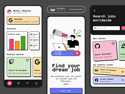 Opportunity Nest - Job Finder App Neo Brutalism Theme android brutalism ios job mobile app modern ui ux