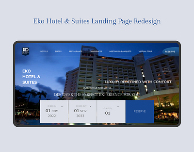 Eko hotel landing page hero section redesign branding design ui web design website