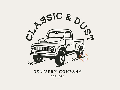 Classic & Dust brand branding car company delivery illustration logo retro truck tshirt design vintage