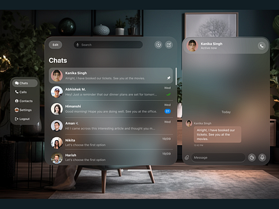 Telegram Vision Pro UI Concept telegram ui telegram vision pro vision pro vision pro ui design