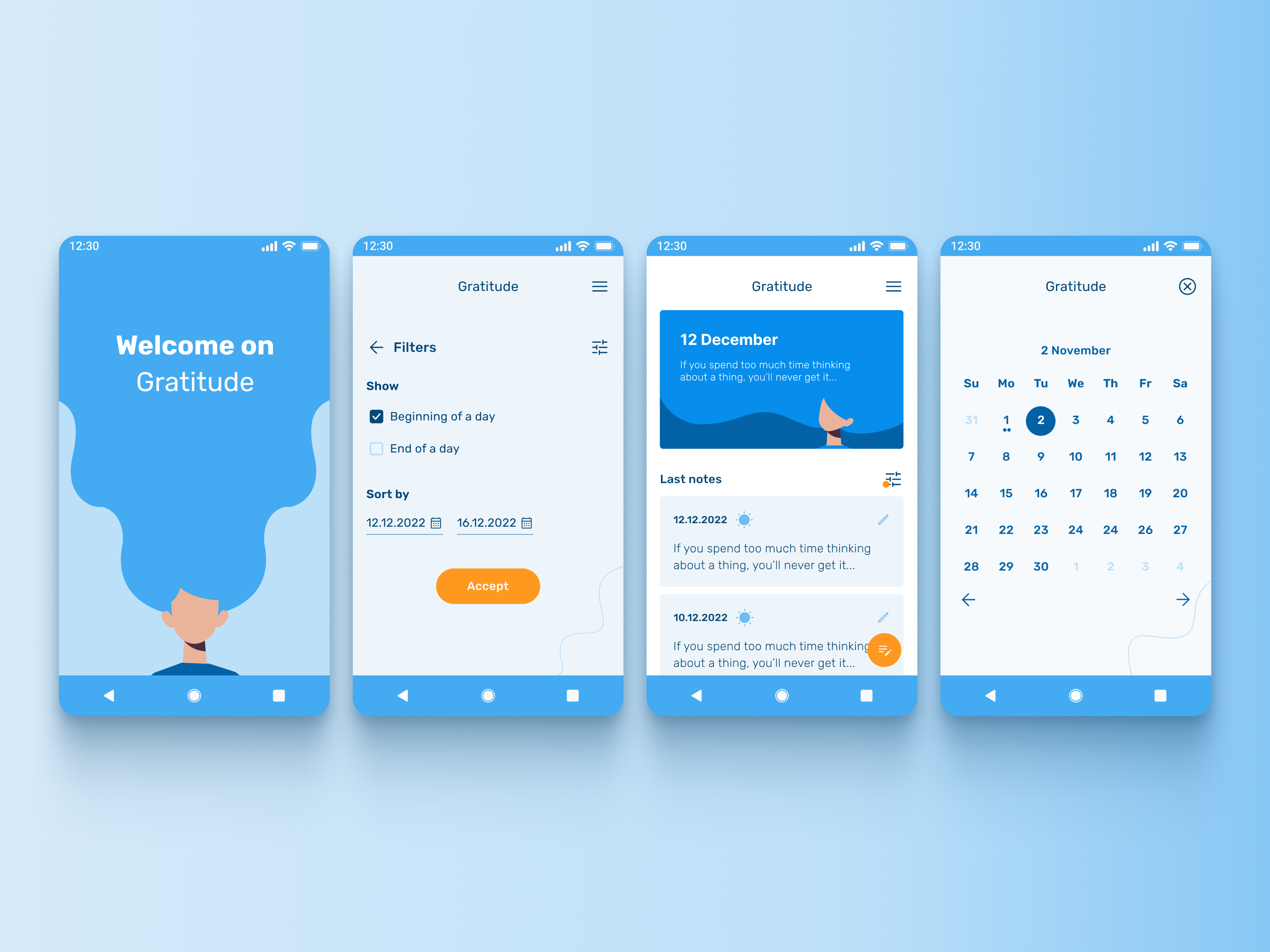 Gratitude: mobile application android app design figma ios mobile ui ux