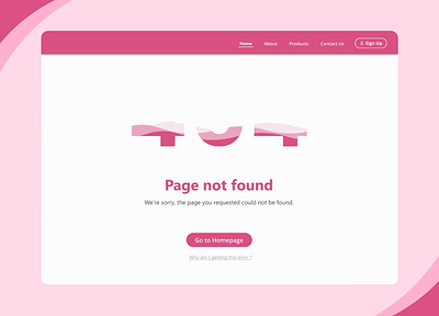 404 Error page | DailyUI 007 404 animation error figma graphic design illustration lightmode logo motion graphics not found pink ui ux white