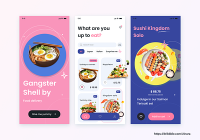 Food Ordering & Delivery App / Shelby burger delicious food food delivery food oder food ordering graphic design kimchi mobile app pasta pizza ramen sushi ui yummy