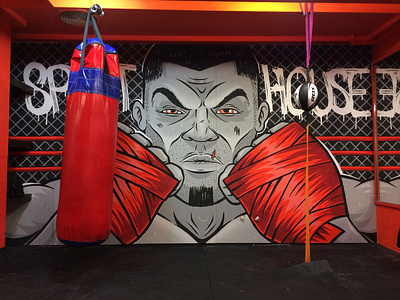 "Sport House" Boxing Room - Graffiti boxing cartoon gorbe graffiti illustration interior illustration painting