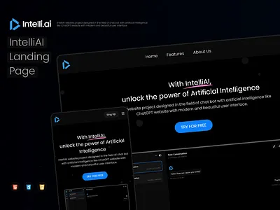 IntelliAI Landing Page Website Project branding css design graphic design html html css js intelliai js logo mahdi rabiee mohammad mahdi rabiee ui ux vector website
