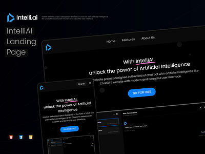 IntelliAI Landing Page Website Project branding css design graphic design html html css js intelliai js logo mahdi rabiee mohammad mahdi rabiee ui ux vector website