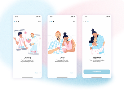 Onboarding for Dating app app creative dating dating app datingapp design dribbbleshot illustration love loveonline onboarding onlinedating ui