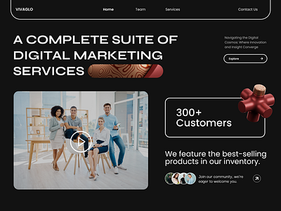 VIVAGLO Marketing Agency Landing page 3d agency homepage landing page marketing studio ui ux website