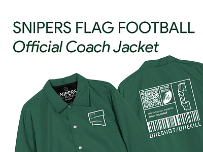 Coach Jacket Design: Snipers Flag Football adobe illustrator adobe photoshop apparel apparel design coach jacket fashion fashion design graphic design jacket design mockup sports