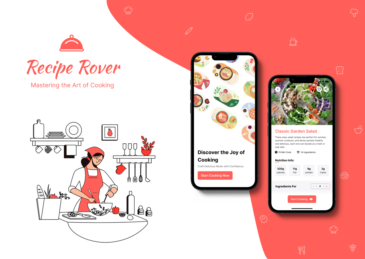 Recipe Rover | Food Recipe App Design app app design branding cooking app figma food app recipe app design ui