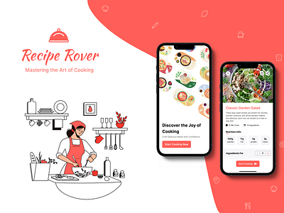 Recipe Rover | Food Recipe App Design app app design branding cooking app figma food app recipe app design ui