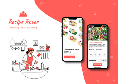 Recipe Rover | Food Recipe App Design app app design branding cooking app figma food app recipe app design ui