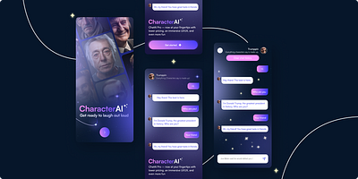 CharacterAI app branding dark graphic design mobi ui ux