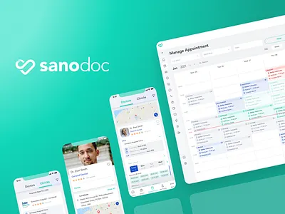 SanoDoc Healthcare Platform app blue branding clean dashboard design fresh green healthcare light medicine mobile profile telehealth ui userfriendly ux web webdesign website