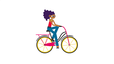 Young girl riding her bike. 2d animation bicycle bike cartoon character cyclist fixie flat gif girl illustration motion art plains ride sports vector vintage web woman