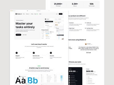 Landing page example - Riddle UI dashboard design design system design ui figma landing landing page landing page example landing ui product design riddle ui ui ui design system ui kit uikit ux