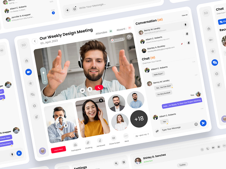 Video Call Conference UI Concept by Sahil Dobariya on Dribbble