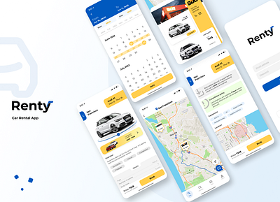 Renty - Car Rental App branding dailyui design ui ui ux uiux ux