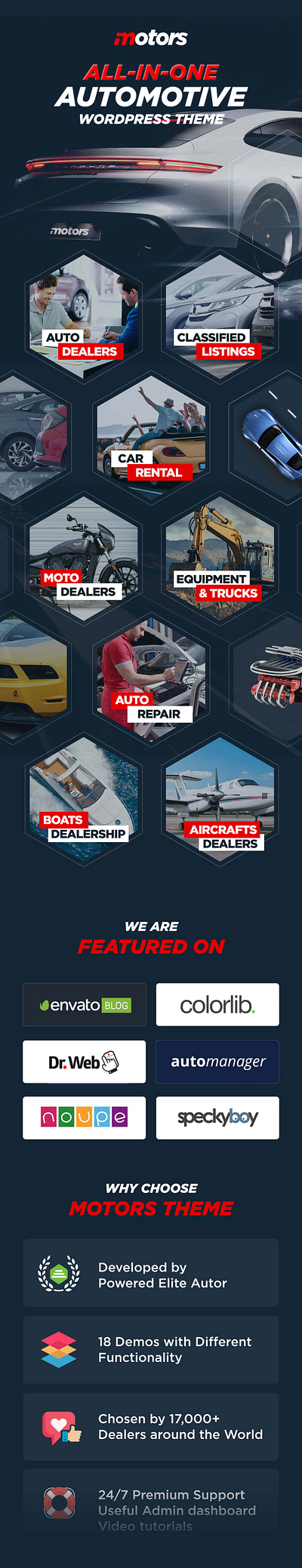 Motors - Car Dealer, Rental & Listing WordPress theme website template website theme