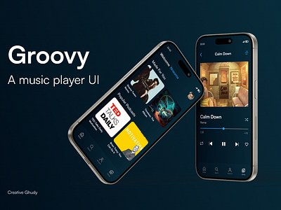 Groovy-A Music Player UI 3d design graphic design motion graphics product design ui ux ux design