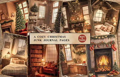 A Cozy Christmas Junk Journal Pages christmas backgrounds christmas junk journal kit christmas junk journal pages christmas printable journal christmas printable pages christmas scrapbooking christmas tales christmas tree design digital art digital download ephemera digital fantasy christmas collage graphic design holiday ephemera illustration santa claus junk journal pages vintage christmas ephemera watercolor winter holiday collage sheet