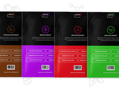 Boost Packaging - Move Shake branding color coded d2c doypack health nutrition packaging powder supplements