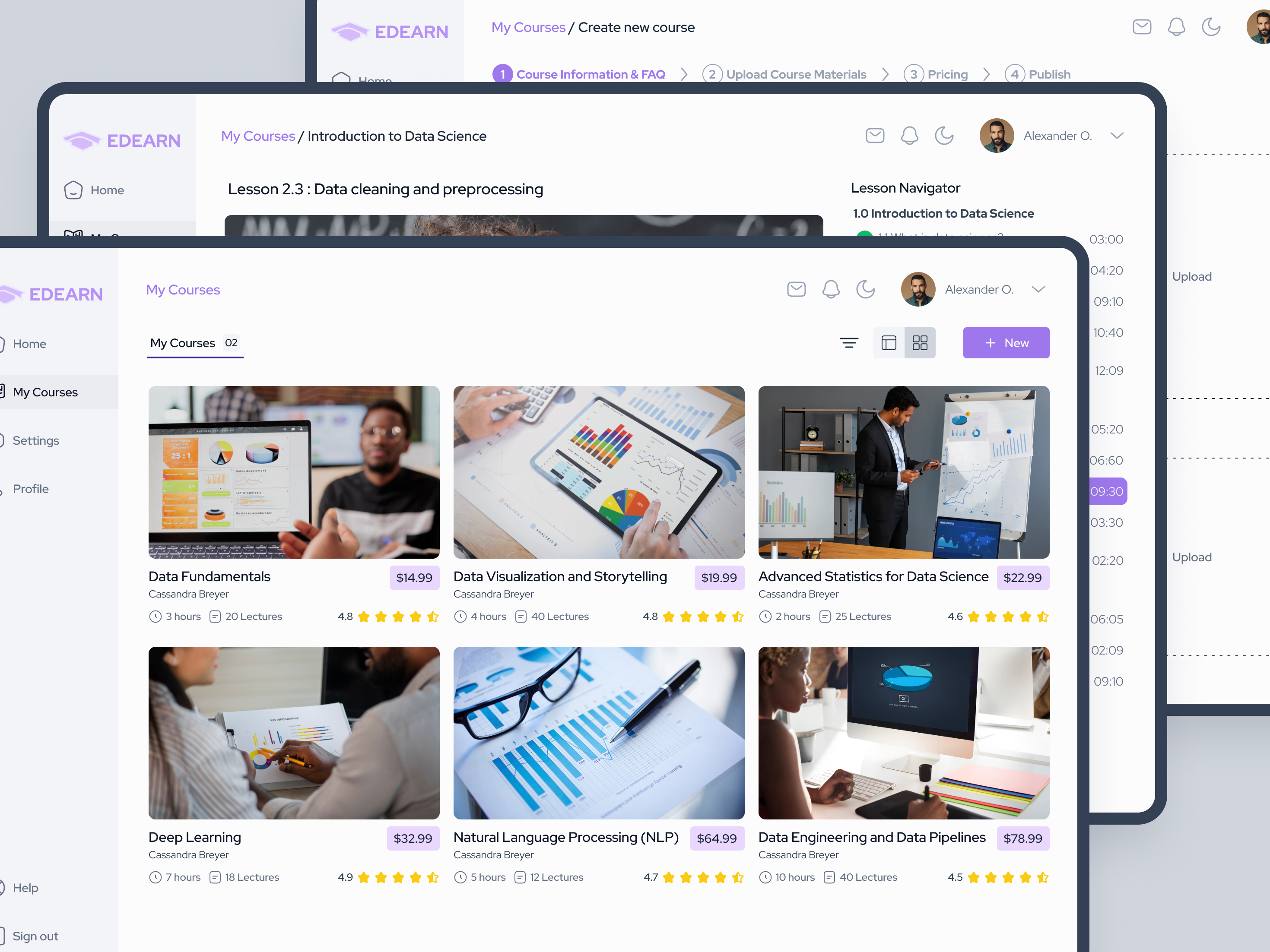 EDEARN - My Courses LMS Web App Screen lms online learning tutors courses ui ux