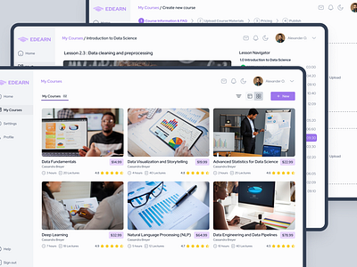 EDEARN - My Courses LMS Web App Screen lms online learning tutors courses ui ux