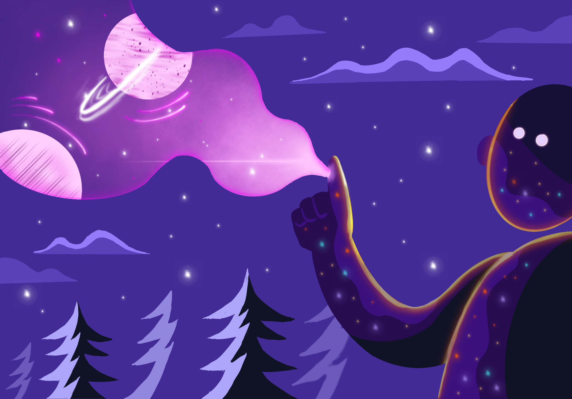 Man It Feels Like Space Again doodle graphic design illustration magic mystic philosophical powers procreate sentient space touch visual