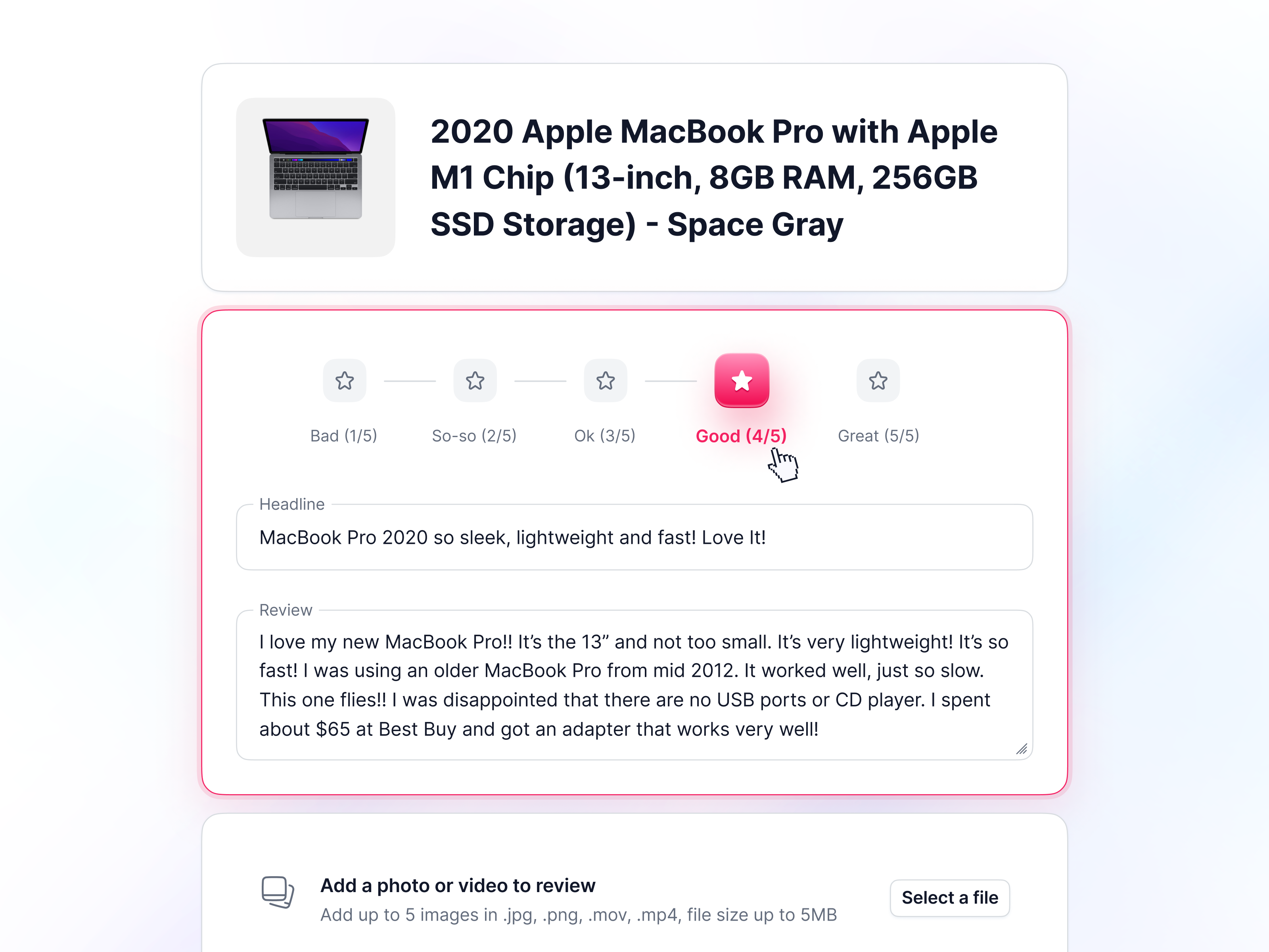 review form amazon anoshko bento clean design ebay ecommerce feedback form funnel product review sale shopify store ui ux web