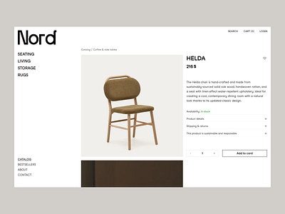 Nord – Product page branding concept design ecommerce furniture furniture store graphic design interface minimalism product page ui ui design ux web web design web store