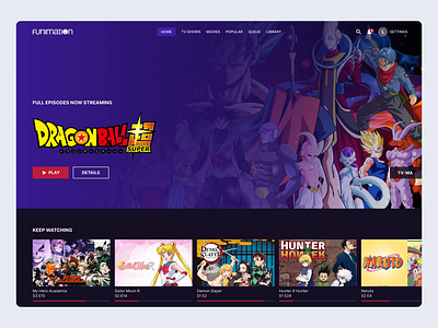 Funimation UI mock up ui web web design website