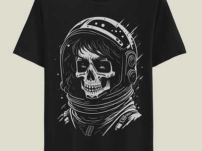 Woman Skull Astronaut adobe illustrator artwork astronaut drawing horror skeleton skull skulls space t shirt design woman skull