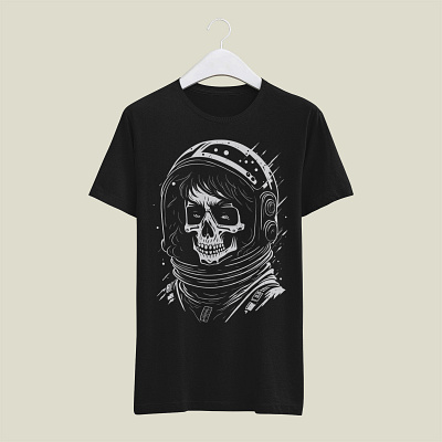 Woman Skull Astronaut adobe illustrator artwork astronaut drawing horror skeleton skull skulls space t shirt design woman skull