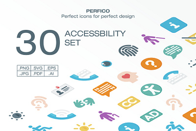 Perfico: Accessbility icon set app branding design flat graphic design icon icon set illustration logo minimal typography ui ux vector web website