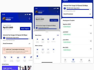 Internet Service Provider Mobile Apps app blu branding design illustration internet isp logo minimal mobile provider ui ui design ux