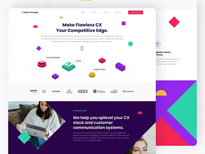 Saasxchange - Saas Landing Page branding cx design graphic design hdcraft illustration isometric landing page page saas solid supergraphic ui web website