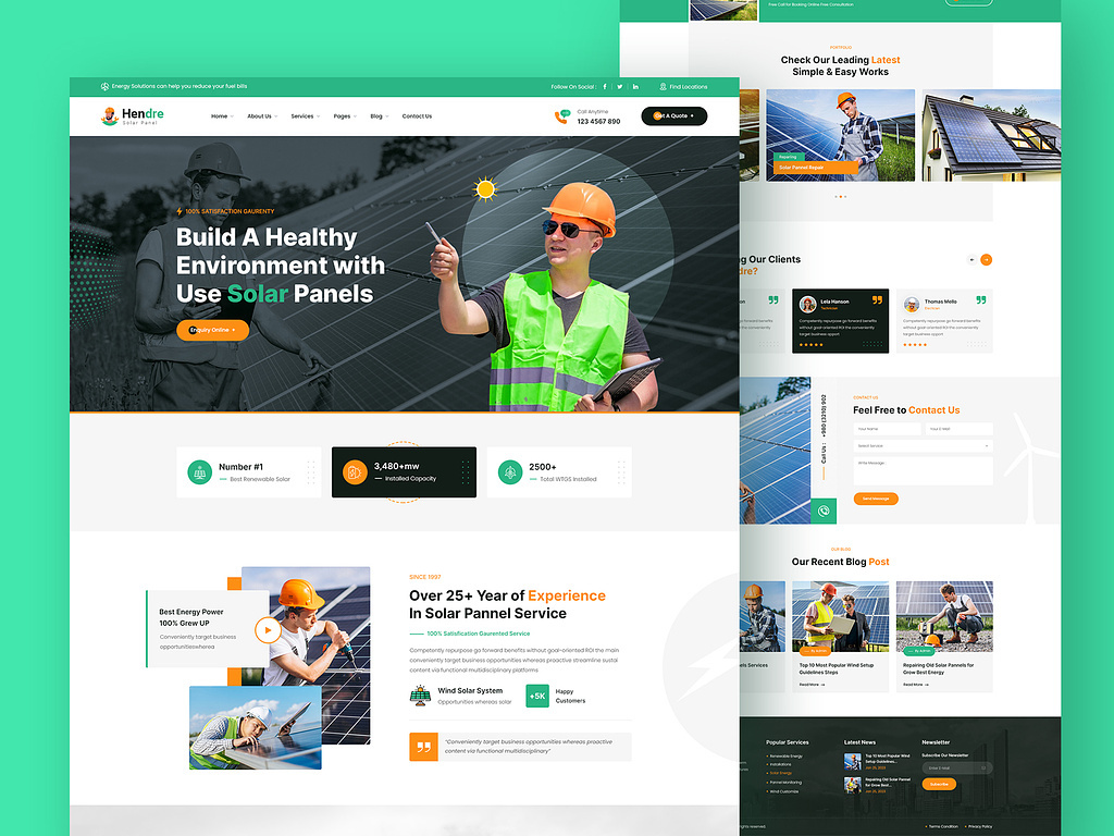 Solar Energy Website Template by Hossen Babu Orfe Hira on Dribbble